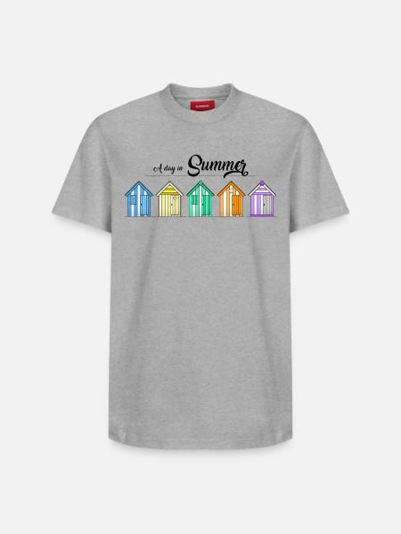 Beach huts - Relaxed Unisex Supima Cotton T-Shirt – by SPREAD - white