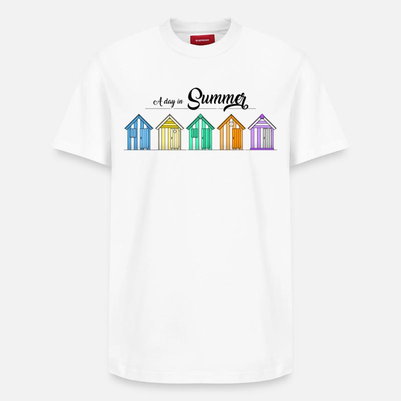 cabines de plage - T-shirt unisexe décontracté en coton Supima – de SPREAD - blanc
