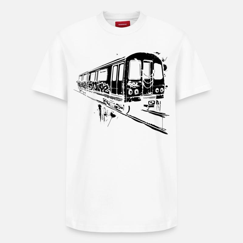 Eisenbahn Grafik - Relaxed Unisex Supima Cotton T-Shirt – von SPREAD - Weiß