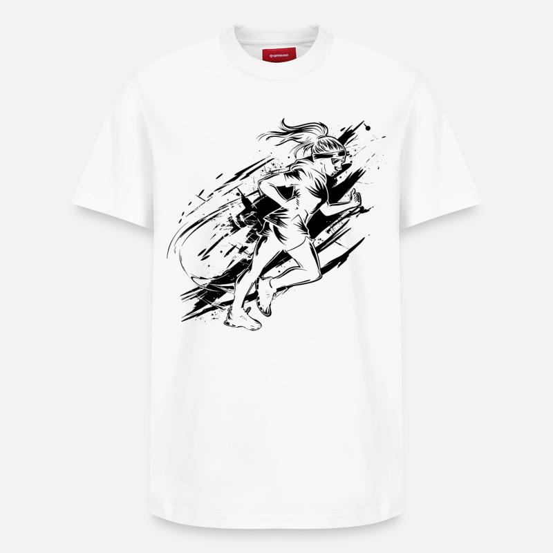Dessin de coureur - T-shirt unisexe décontracté en coton Supima – de SPREAD - blanc