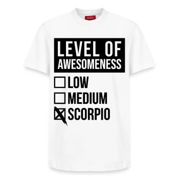 Scorpion - T-shirt unisexe décontracté en coton Supima – de SPREAD - blanc - Devant - AI Model Female 172 dark (172cm) & AI Model Male 185 dark (185cm)