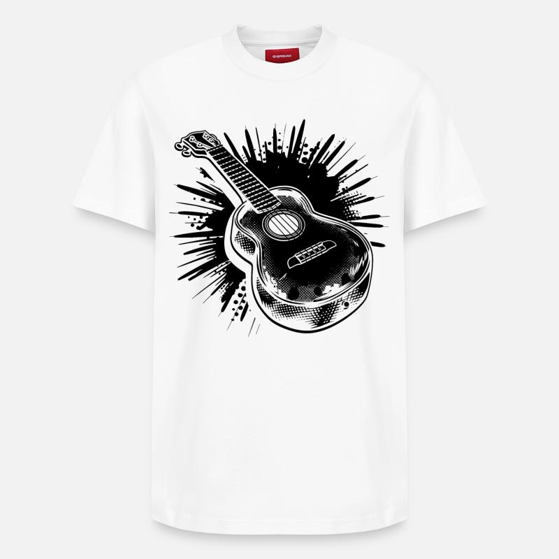 Dessin de ukulélé - T-shirt unisexe décontracté en coton Supima – de SPREAD - blanc