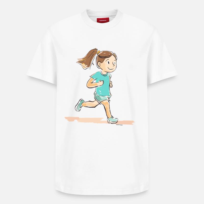 Läuferin Comic Look - Relaxed Unisex Supima Cotton T-Shirt – von SPREAD - Weiß