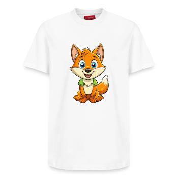 Fuchs Niedliche Zeichentrickfigur Kawaii Clipart - Relaxed Unisex Supima Cotton T-Shirt – von SPREAD - Weiß - Vorne - AI Model Female 172 dark (172cm) & AI Model Male 185 dark (185cm)