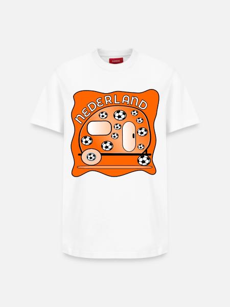 NETHERLANDS CAMPING FOOTBALL - Relaxed Unisex Supima Cotton T-Shirt – by SPREAD - white