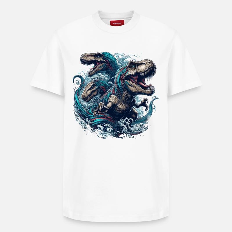 Brüllendes T-Rex Trio Dinosaurier Geschenk - Relaxed Unisex Supima Cotton T-Shirt – von SPREAD - Weiß