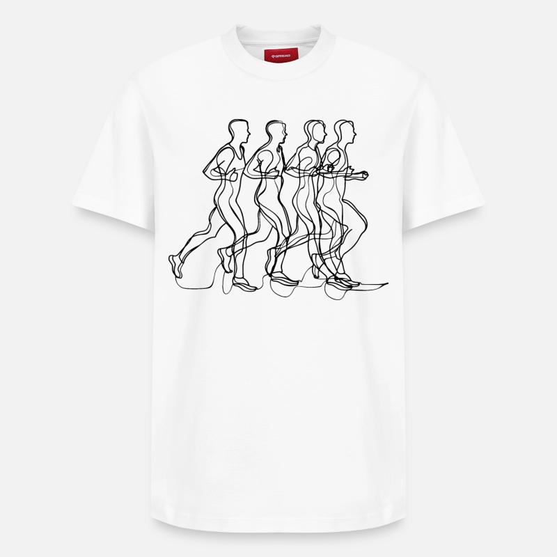 Dessin du coureur - T-shirt unisexe décontracté en coton Supima – de SPREAD - blanc