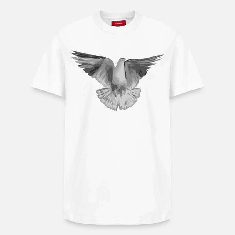 Taube hellgrau - Relaxed Unisex Supima Cotton T-Shirt – von SPREAD - Weiß