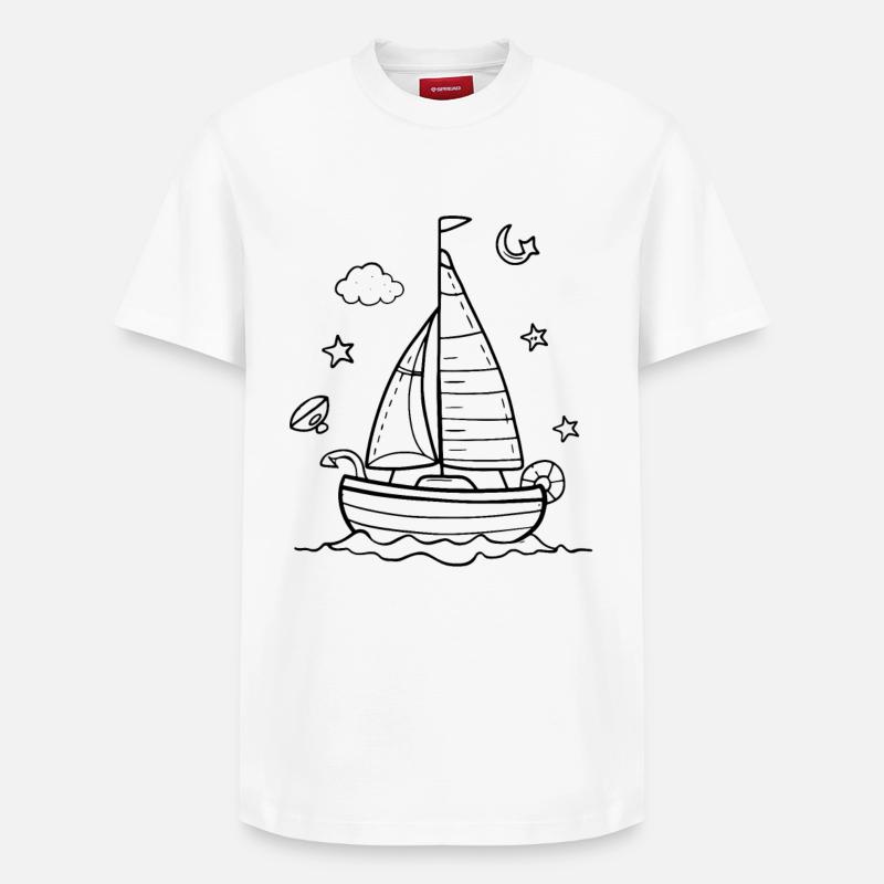 Dessin animé Voile - T-shirt unisexe décontracté en coton Supima – de SPREAD - blanc