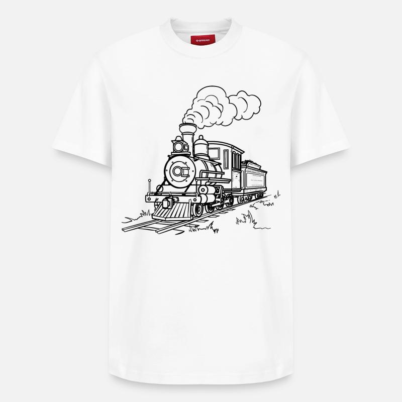 Dessin ferroviaire - T-shirt unisexe décontracté en coton Supima – de SPREAD - blanc