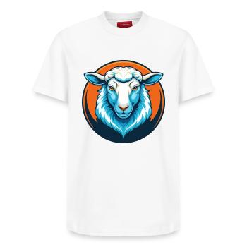 Sheep Cute Kawaii Cartoon Clipart Animal Pet Logo - Relaxed Unisex Supima Cotton T-Shirt – by SPREAD - white - Front - AI Model Female 172 dark (172cm) & AI Model Male 185 dark (185cm)