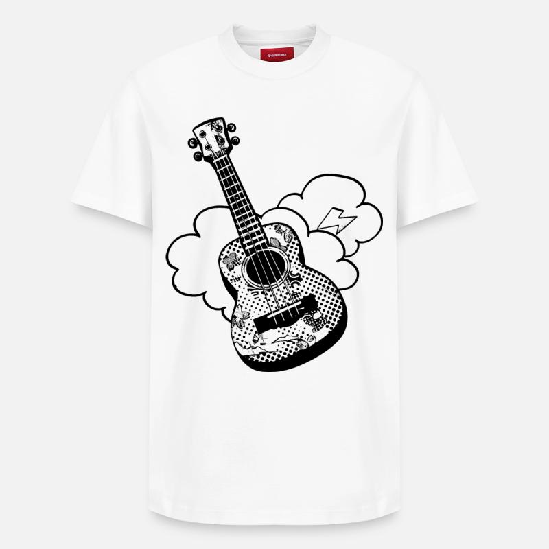 Ukulélé Dessin animé - T-shirt unisexe décontracté en coton Supima – de SPREAD - blanc