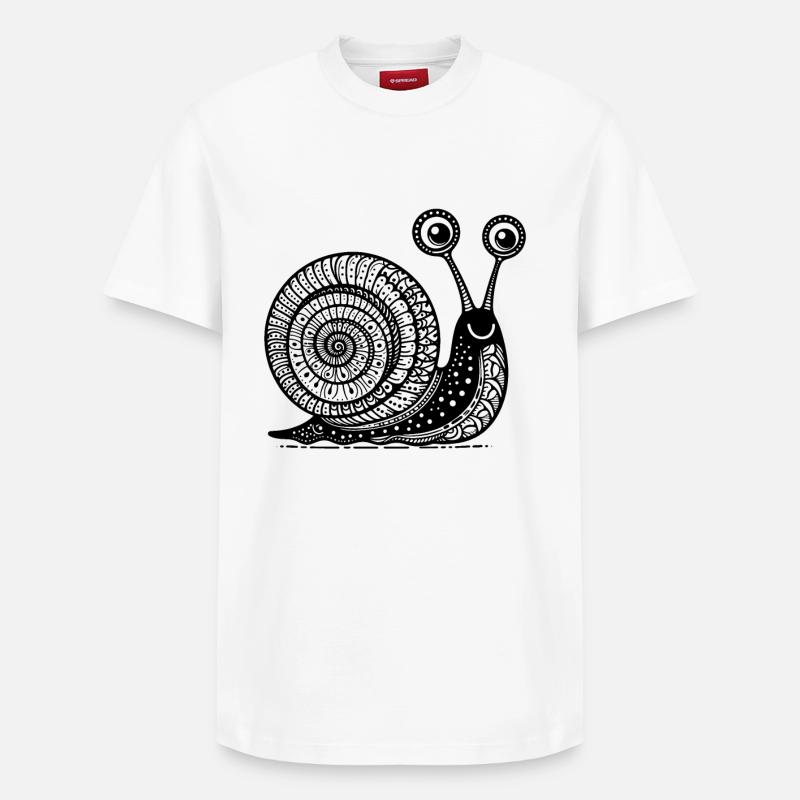 Snail's Pace: Langsame und stetige Zen-Kunst - Relaxed Unisex Supima Cotton T-Shirt – von SPREAD - Weiß
