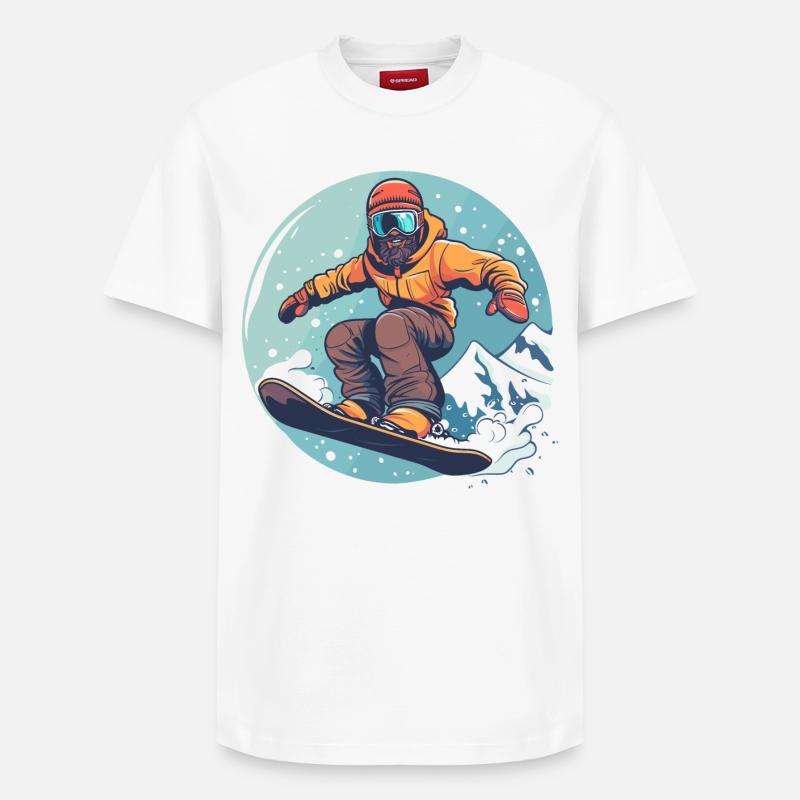 Graphismes de snowboard - T-shirt unisexe décontracté en coton Supima – de SPREAD - blanc