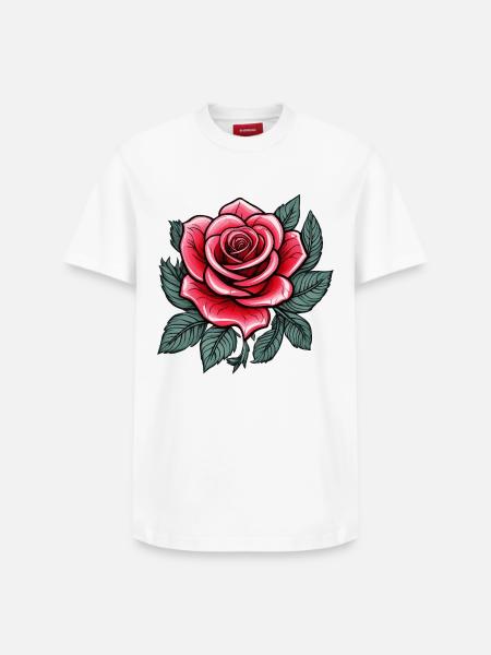 Rose Tattoo Rosenblüte - Relaxed Unisex Supima Cotton T-Shirt – von SPREAD - Weiß