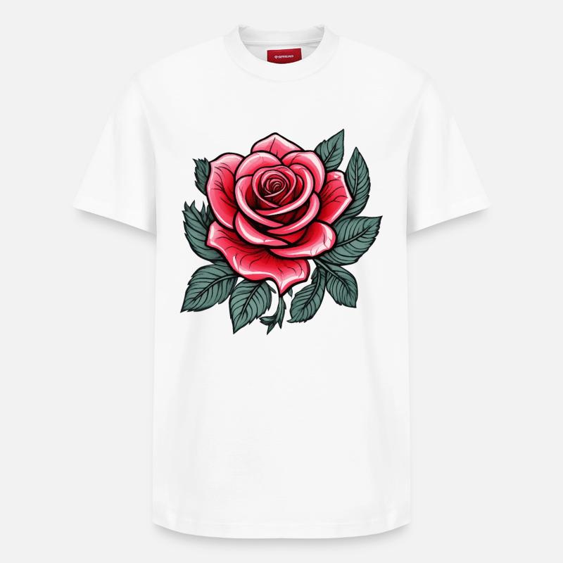 Tatouage Rose Fleur de Rose - T-shirt unisexe décontracté en coton Supima – de SPREAD - blanc