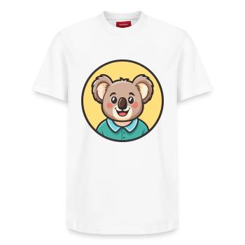 Koala Kawaii Cartoon Figur Tier Haustier Gesicht - Relaxed Unisex Supima Cotton T-Shirt – von SPREAD - Weiß - Vorne - AI Model Female 172 dark (172cm) & AI Model Male 185 dark (185cm)