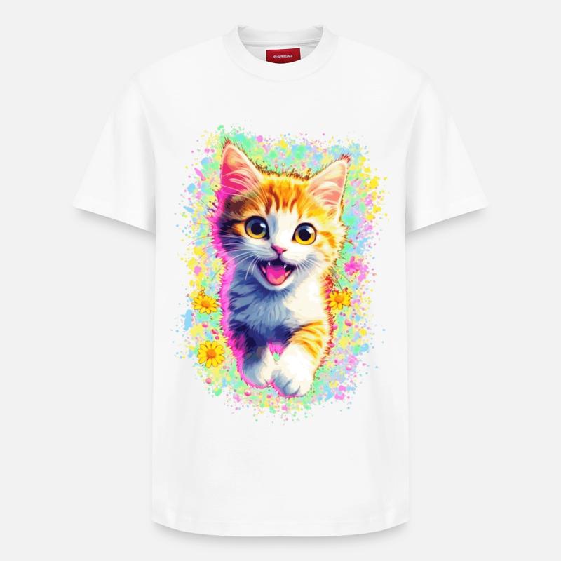 Glückliches Kätzchen 🌼🌸 - Relaxed Unisex Supima Cotton T-Shirt – von SPREAD - Weiß
