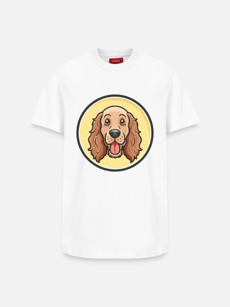 irsk setter, hunderace, cartoon, kawaii Clipart, kæledyr - Unisex T-shirt i Supima-bomuld med afslappet pasform – fra SPREAD - hvid