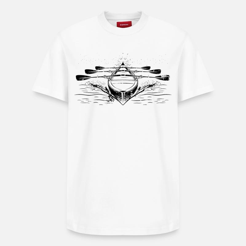 Rennruderboot - Relaxed Unisex Supima Cotton T-Shirt – von SPREAD - Weiß