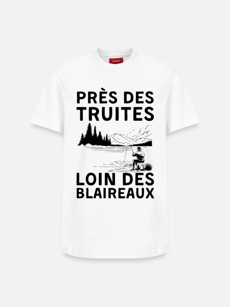 Humour pêche truite - T-shirt unisexe décontracté en coton Supima – de SPREAD - blanc