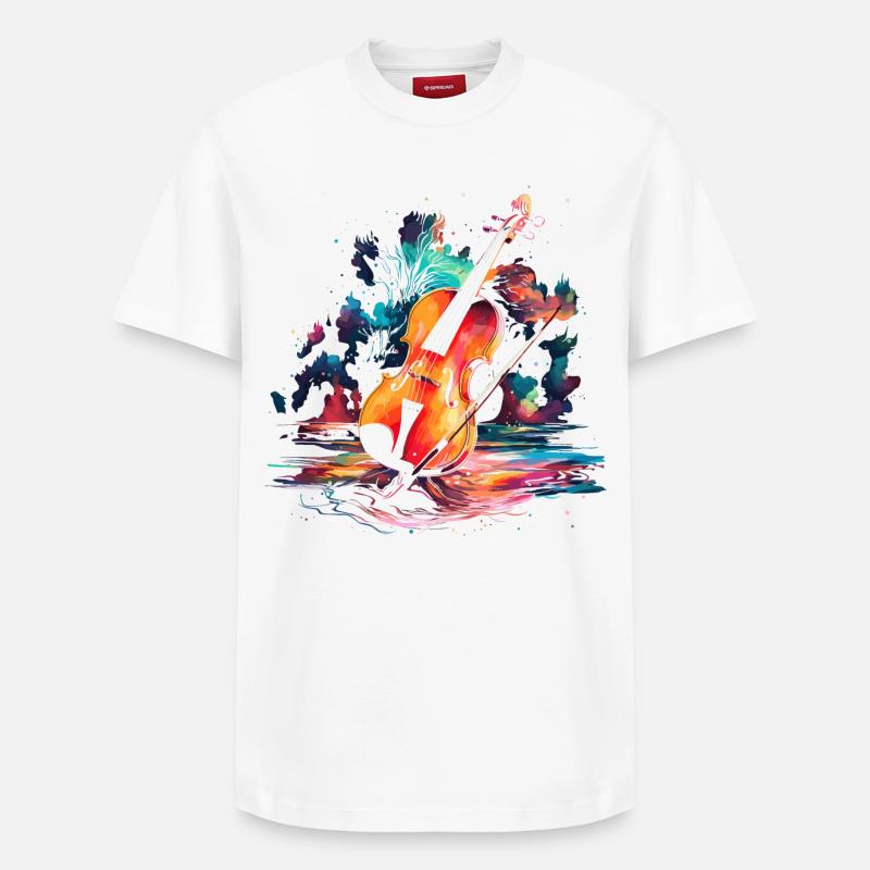 Violon Steamwave - T-shirt unisexe décontracté en coton Supima – de SPREAD - blanc