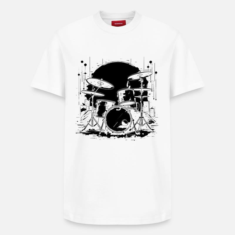 Drums Graphics - Relaxed Unisex Supima Cotton T-Shirt – by SPREAD - white