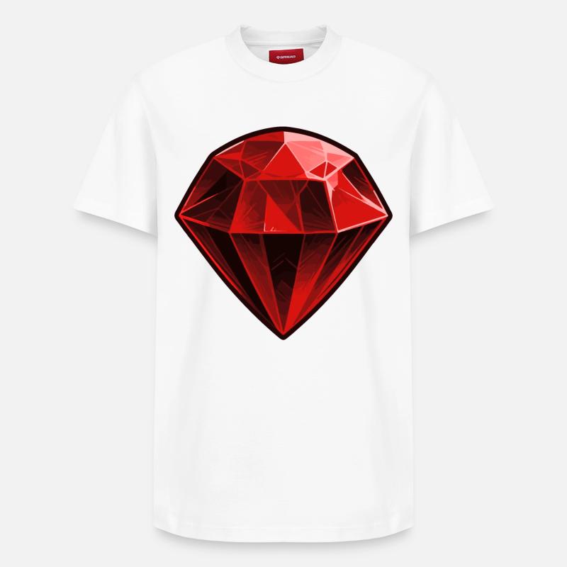 Precious Red Ruby Gemstone - Relaxed Unisex Supima Cotton T-Shirt – by SPREAD - white