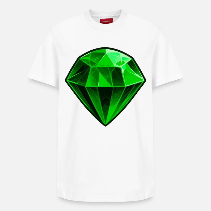 Précieuse pierre précieuse émeraude verte - T-shirt unisexe décontracté en coton Supima – de SPREAD - blanc