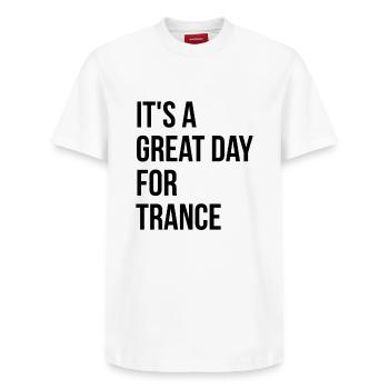 Trance - Relaxed Unisex Supima Cotton T-Shirt – by SPREAD - white - Front - AI Model Female 172 dark (172cm) & AI Model Male 185 dark (185cm)
