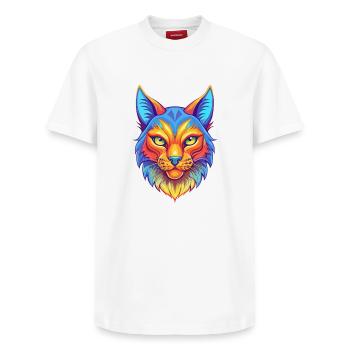 Asiatische Katzenrasse Cartoon Kawaii Tier Haustier - Relaxed Unisex Supima Cotton T-Shirt – von SPREAD - Weiß - Vorne - AI Model Female 172 dark (172cm) & AI Model Male 185 dark (185cm)