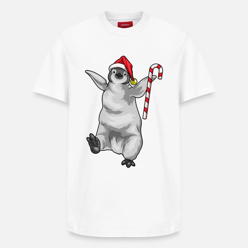 Pingouin Canne de Noël - T-shirt unisexe décontracté en coton Supima – de SPREAD - blanc