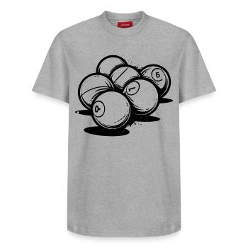Billiard balls - Relaxed Unisex Supima Cotton T-Shirt – by SPREAD - white - Front - AI Model Female 172 dark (172cm) & AI Model Male 185 dark (185cm)