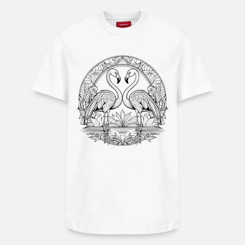 Mandala Flamingo orné - T-shirt unisexe décontracté en coton Supima – de SPREAD - blanc