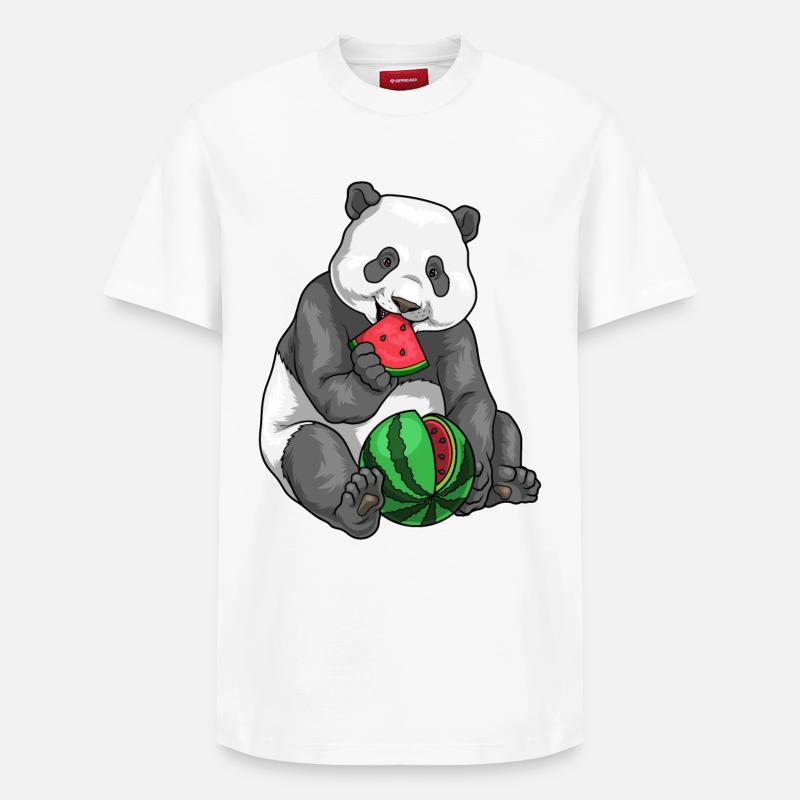 Panda Wassermelone - Relaxed Unisex Supima Cotton T-Shirt – von SPREAD - Weiß