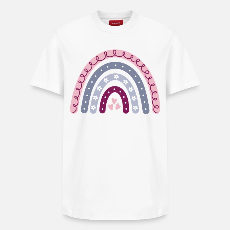 Boho Regenbogen - Relaxed Unisex Supima Cotton T-Shirt – von SPREAD - Weiß