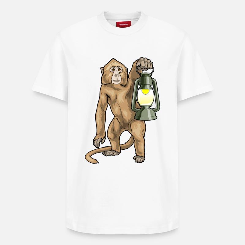 Affe Laterne - Relaxed Unisex Supima Cotton T-Shirt – von SPREAD - Weiß