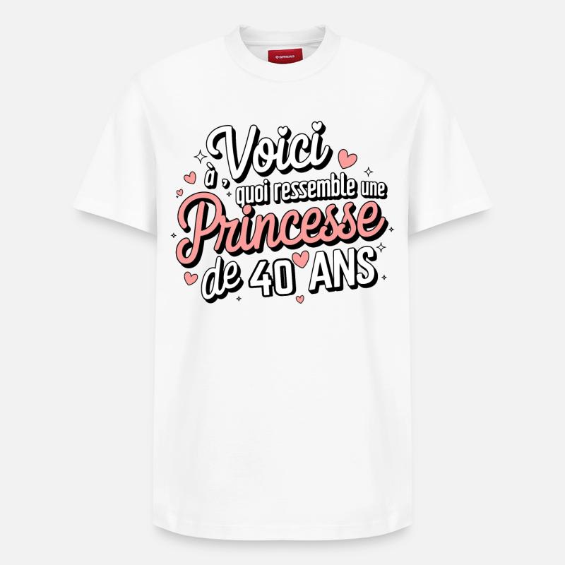 Princesse 40 Ans - T-shirt unisexe décontracté en coton Supima – de SPREAD - blanc