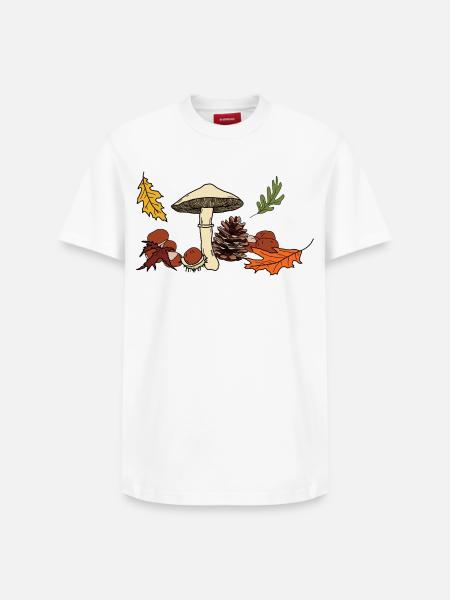 Feuilles de champignon d’automne Châtaignier - T-shirt unisexe décontracté en coton Supima – de SPREAD - blanc