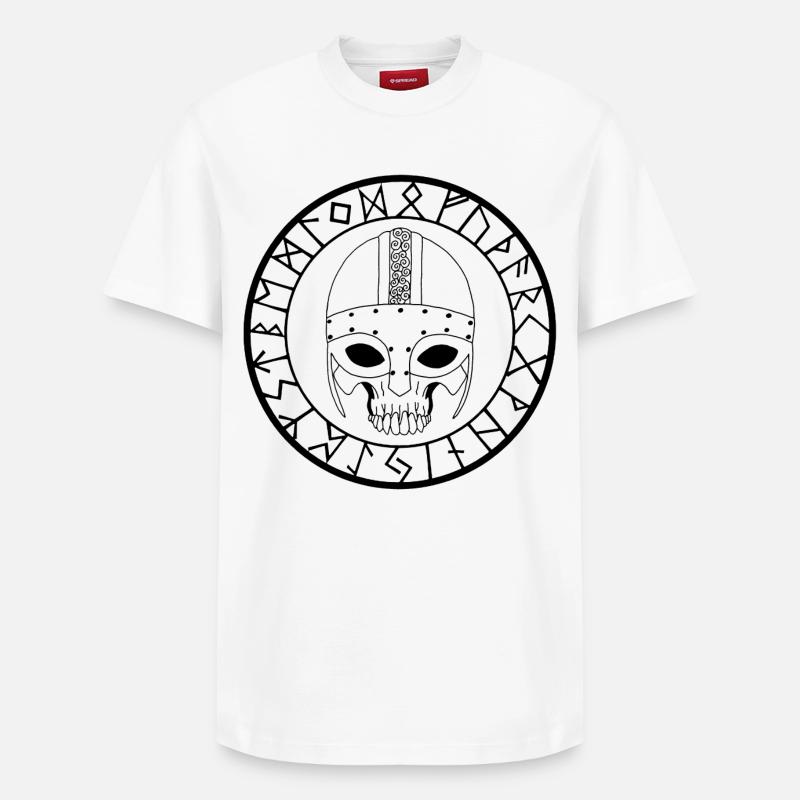 Wikinger Schädel (Schwarz) - Relaxed Unisex Supima Cotton T-Shirt – von SPREAD - Weiß