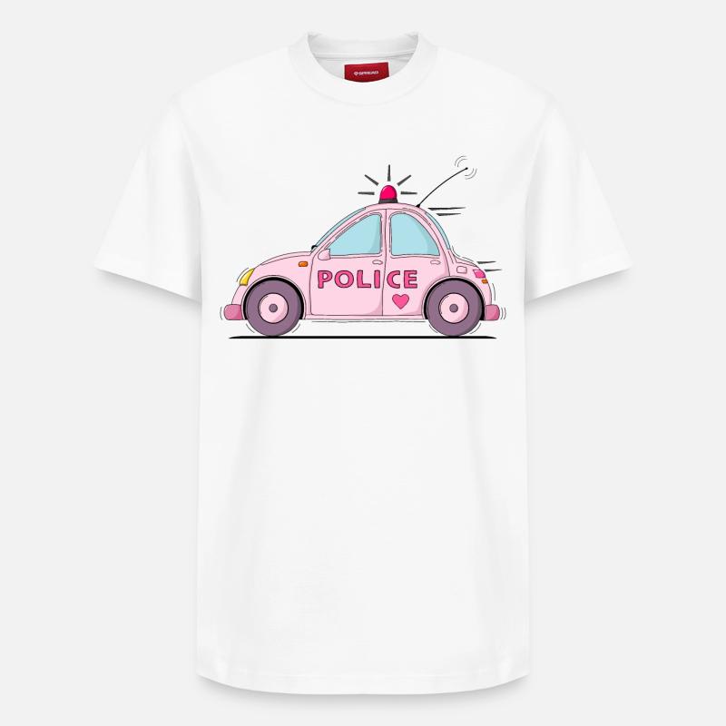 Polizeiauto Police Rosa - Relaxed Unisex Supima Cotton T-Shirt – von SPREAD - Weiß