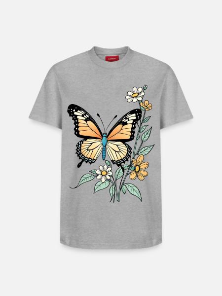 Butterfly with Flowers, Butterfly - Relaxed Unisex Supima Cotton T-Shirt – by SPREAD - white