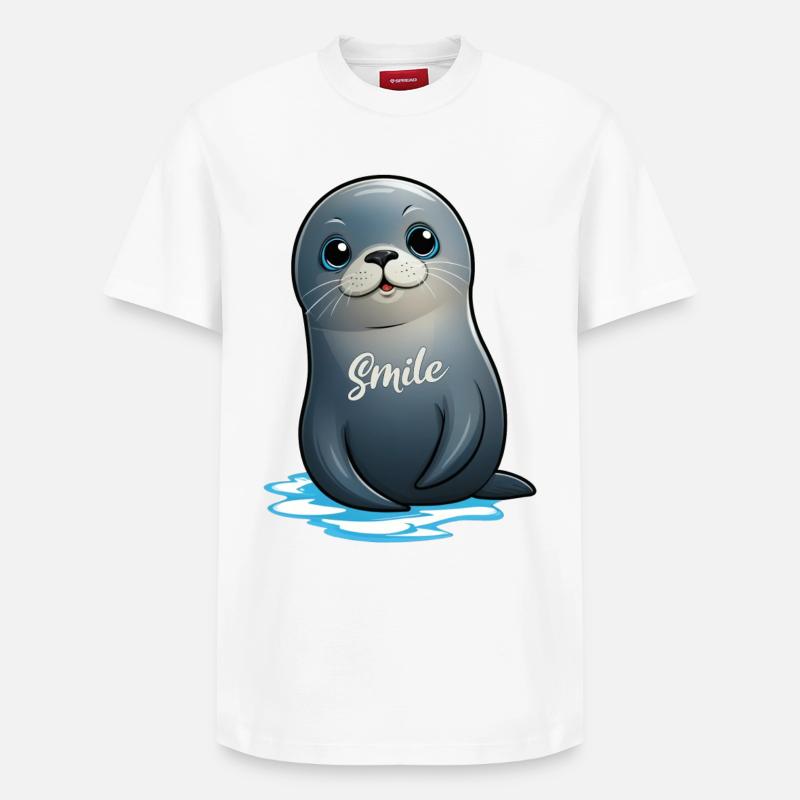 Phoque mignon - T-shirt unisexe décontracté en coton Supima – de SPREAD - blanc
