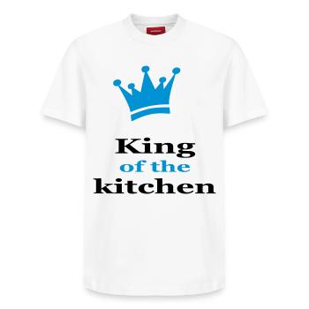 Tablier de chef amusant pour les chefs - T-shirt unisexe décontracté en coton Supima – de SPREAD - blanc - Devant - AI Model Female 172 dark (172cm) & AI Model Male 185 dark (185cm)