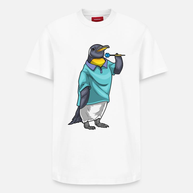 Pinguin Dart Dartpfeil - Relaxed Unisex Supima Cotton T-Shirt – von SPREAD - Weiß