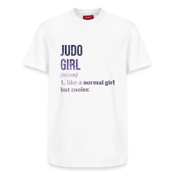 Judo - Relaxed Unisex Supima Cotton T-Shirt – von SPREAD - Weiß - Vorne - AI Model Female 172 dark (172cm) & AI Model Male 185 dark (185cm)