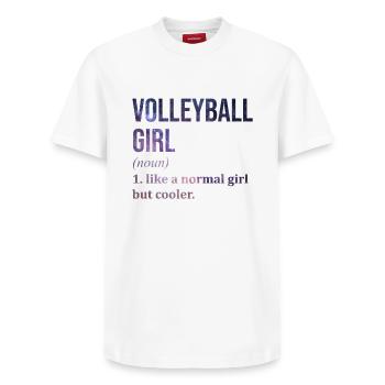 Volleyball - Relaxed Unisex Supima Cotton T-Shirt – von SPREAD - Weiß - Vorne - AI Model Female 172 dark (172cm) & AI Model Male 185 dark (185cm)