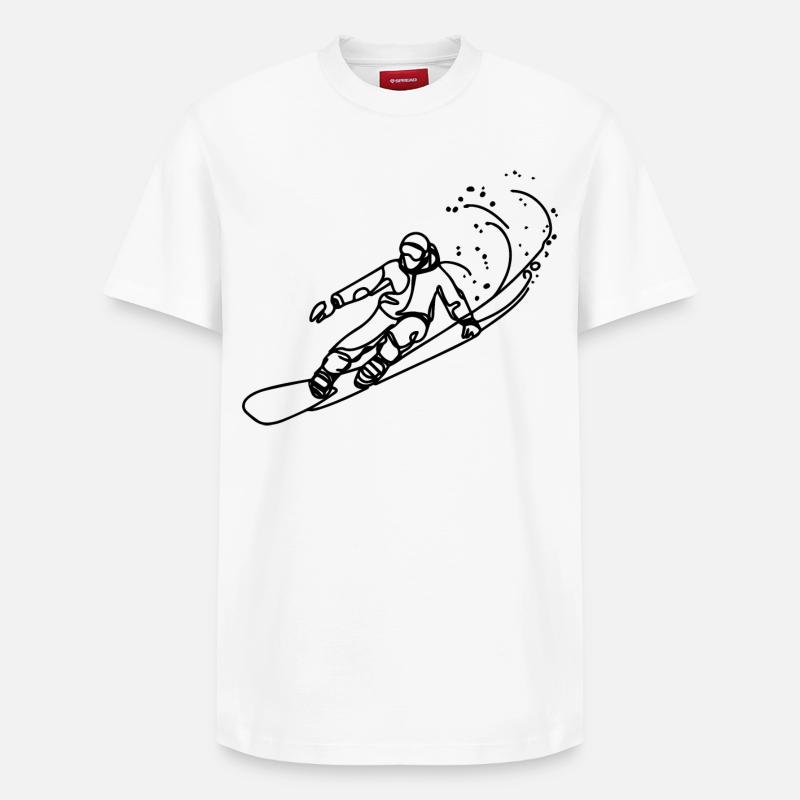 Dessin de snowboarder - T-shirt unisexe décontracté en coton Supima – de SPREAD - blanc