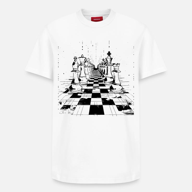 Graphismes d’échecs - T-shirt unisexe décontracté en coton Supima – de SPREAD - blanc