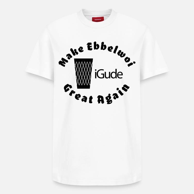 iGude Geripptes Great Again Ebbelwoi - Relaxed Unisex Supima Cotton T-Shirt – von SPREAD - Weiß